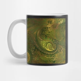 Olive Green Paisley Pattern Mug